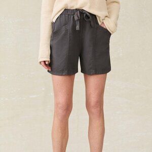 Faherty Topanga Drape Shorts Washed Black Tie Elastic Waist Pockets S